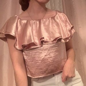 soft pink silk crop top